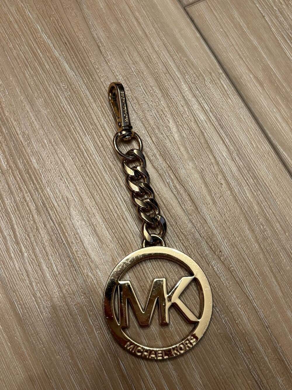 Michael Kors Gold Tone Logo Medallion Bag Charm Key Fob